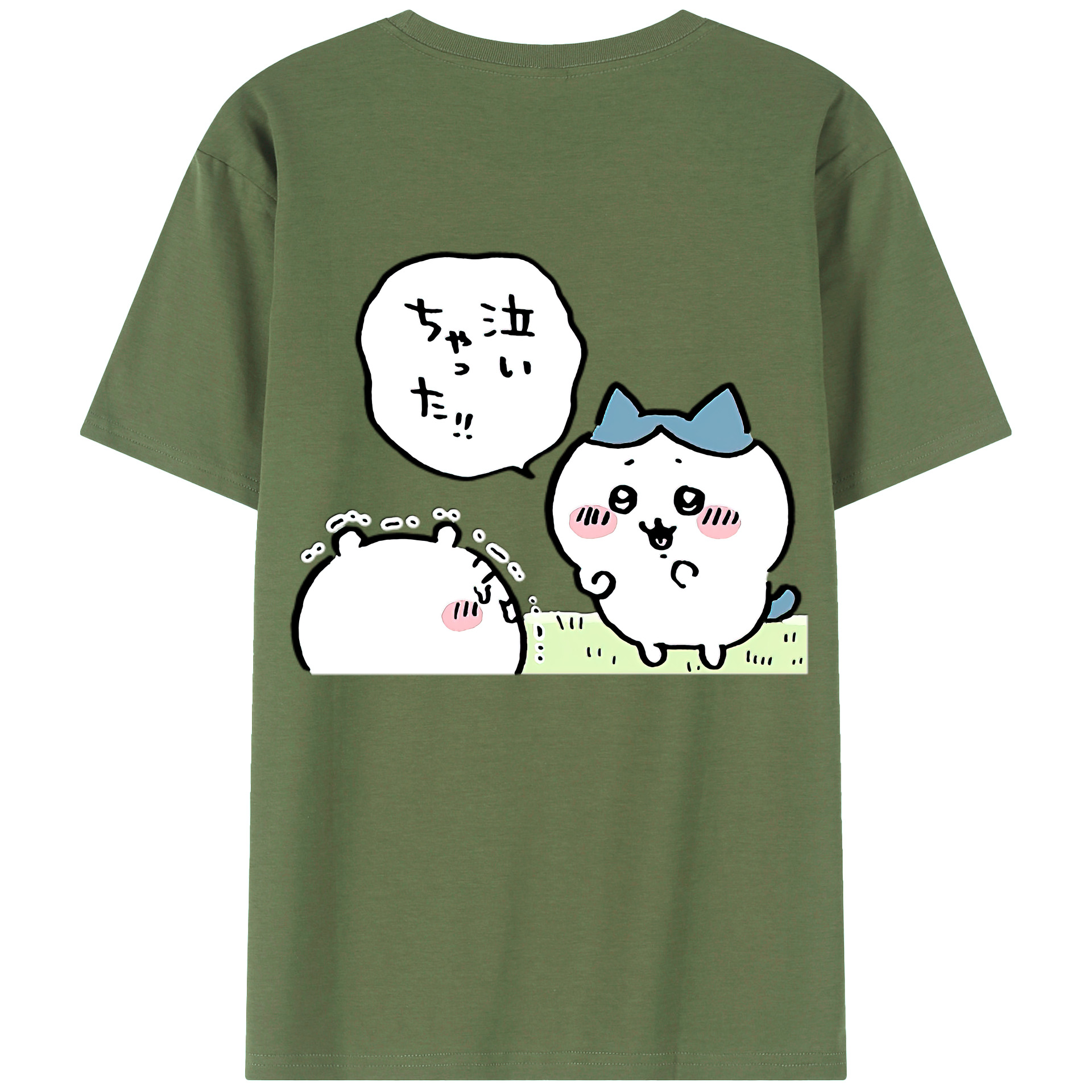 （画像用） ちいかわ ハチワレ Chii-kawa hachiware 綿100％ メンズ半袖Tシャツ（バックプリント） 通気性